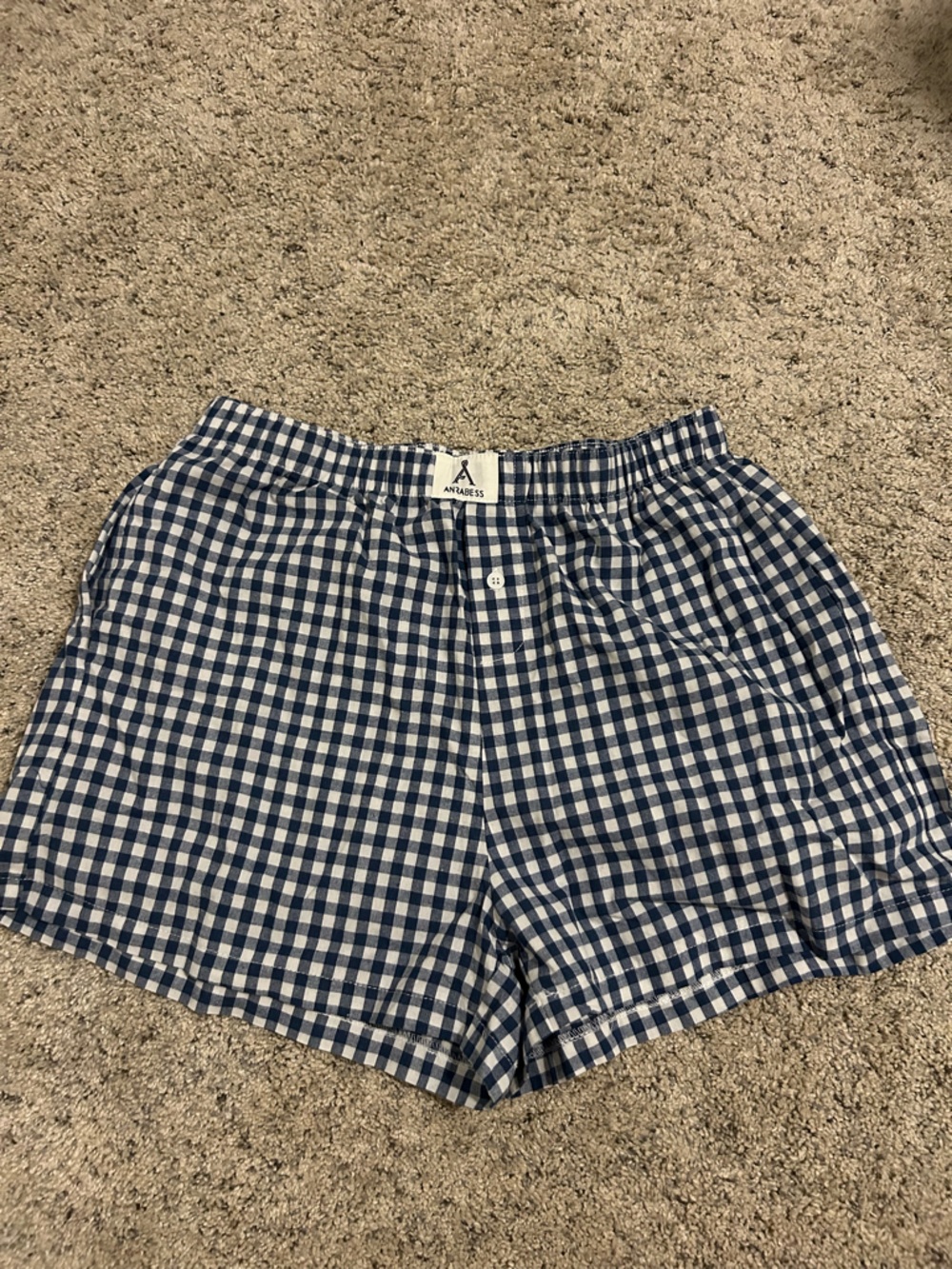 Navy & White Gingham Athletic Shorts